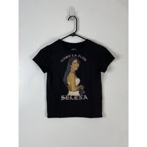 Selena Official Merchandise Black Stretchy Cropped Graphic Tee Size Small